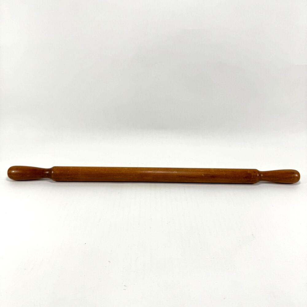 Vintage Wooden Rolling Pin Slender 1" One Piece Wood Handled Pastry Kitchen